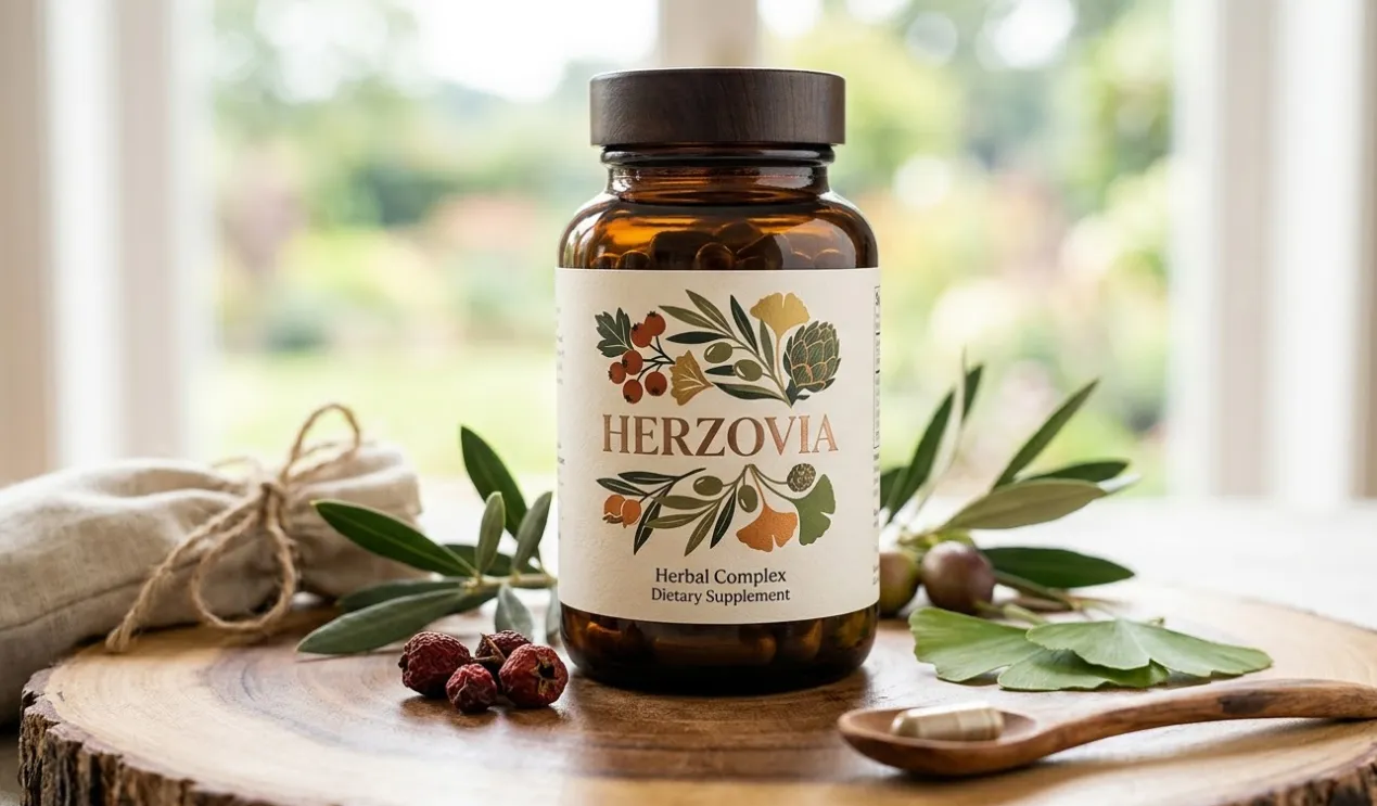 Herzovia plant-based complex supplement bottle